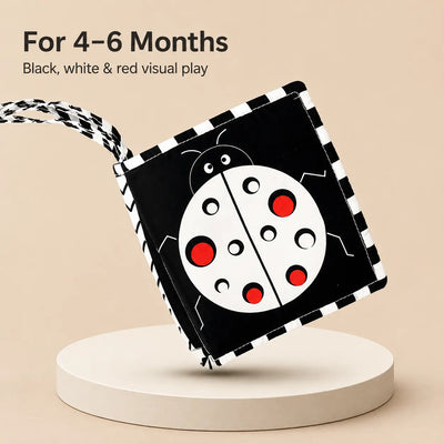 True Haven | High-Contrast Baby Book – Black & White Cloth Crinkle Book for Newborn Visual Development