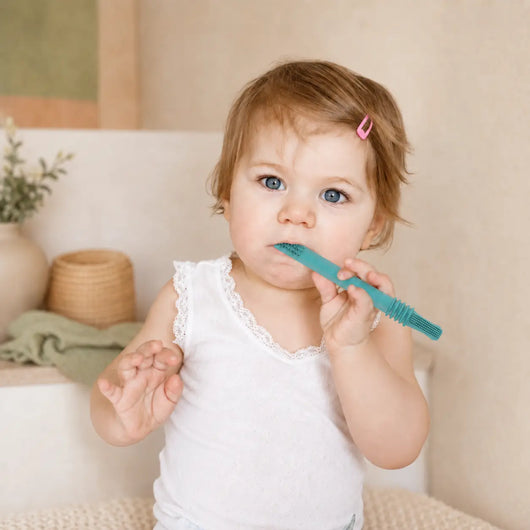 True Haven | Silicone Chew Tube Teether – Food-Grade Sensory Teething Toy Set, Dishwasher Safe