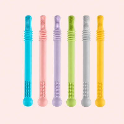 True Haven | Silicone Chew Tube Teether – Food-Grade Sensory Teething Toy Set, Dishwasher Safe