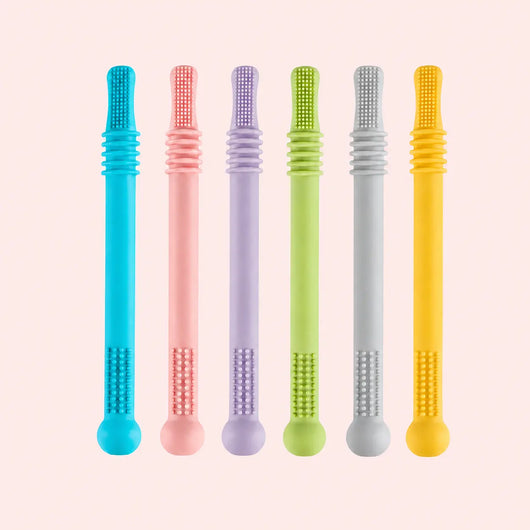 True Haven | Silicone Chew Tube Teether – Food-Grade Sensory Teething Toy Set, Dishwasher Safe
