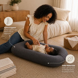 True Haven | Baby Nest with Cover – Breathable Newborn Lounger & Cocoon Bed, 5 Colors, Machine Washable