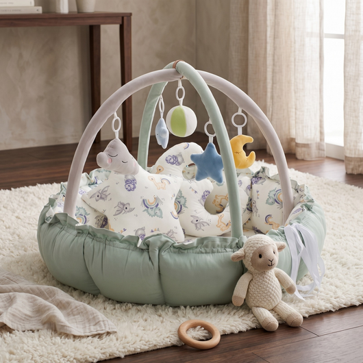True Haven | Grove Baby Play Gym – Screen-Free Developmental Toy, Safe for Little Hands