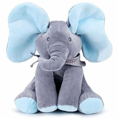True Haven | Peek-a-Boo Singing Elephant Plush Toy – Interactive Peek-a-Boo Play, Soft Huggable Plush