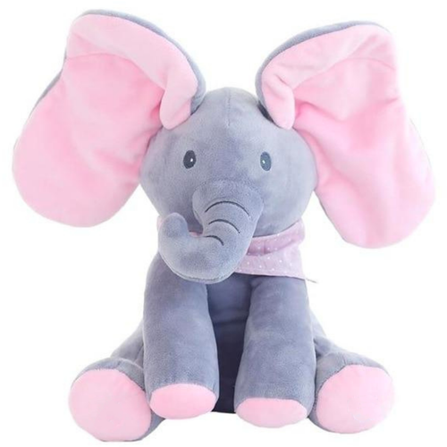 True Haven | Peek-a-Boo Singing Elephant Plush Toy – Interactive Peek-a-Boo Play, Soft Huggable Plush
