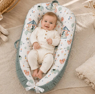 True Haven | Cotton Baby Nest Cocoon – OEKO-TEX Certified Adjustable Newborn Bed, 0-18 Months