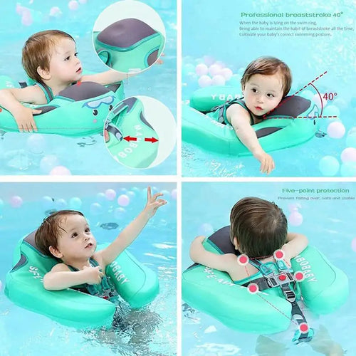 True Haven | Baby Swim Float with Sunshade Canopy – 360° Safety Buckle, UV Protection