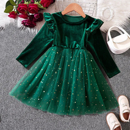 True Haven | Girls' Red Velvet Tulle Party Dress – Elegant Holiday & Party Wear, Sizes 2-8 Years