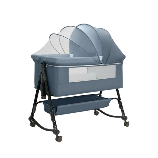 True Haven | 3-in-1 Adjustable Baby Crib & Rocking Bassinet – 5-Level Height Adjustment, Includes Mosquito Net