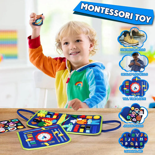 True Haven | Montessori Busy Board – Portable & Travel-Ready, Encourages Fine Motor Skills