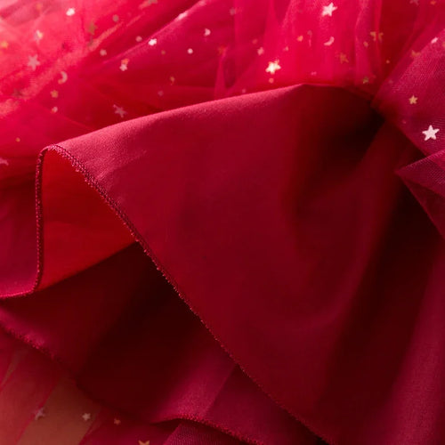 True Haven | Girls' Red Velvet Tulle Party Dress – Elegant Holiday & Party Wear, Sizes 2-8 Years