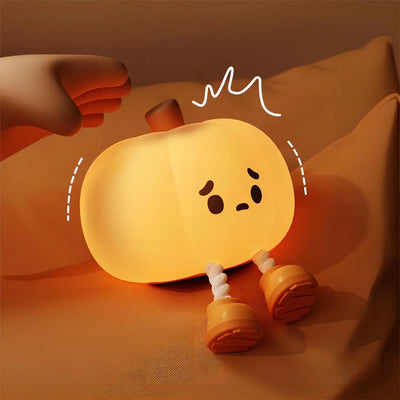 True Haven | Pumpkin-Shaped LED Night Light – Touch-Control Brightness Levels, Rechargeable & Portable