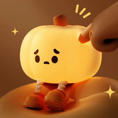 True Haven | Pumpkin-Shaped LED Night Light – Touch-Control Brightness Levels, Rechargeable & Portable
