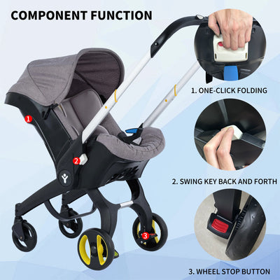 True Haven | Foldable Baby Stroller – Adjustable Handle & Sunshade, Lightweight & Easy to Fold