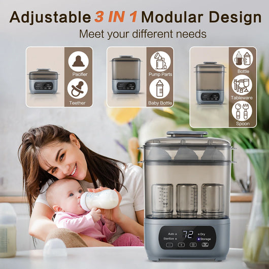 True Haven | 4-in-1 Baby Bottle Sterilizer & Dryer – Fast 30-Minute Cycle, Space-Saving Design