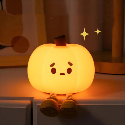 True Haven | Pumpkin-Shaped LED Night Light – Touch-Control Brightness Levels, Rechargeable & Portable