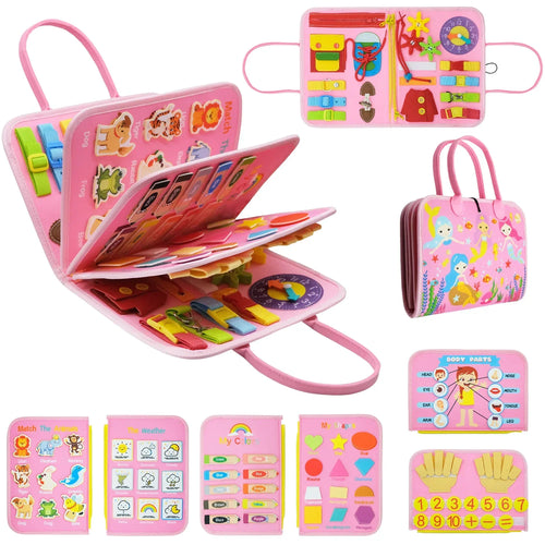 True Haven | Montessori Busy Board – Portable & Travel-Ready, Encourages Fine Motor Skills