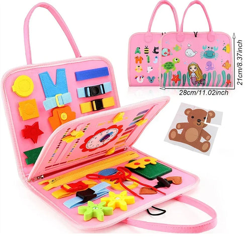 True Haven | Montessori Busy Board – Portable & Travel-Ready, Encourages Fine Motor Skills