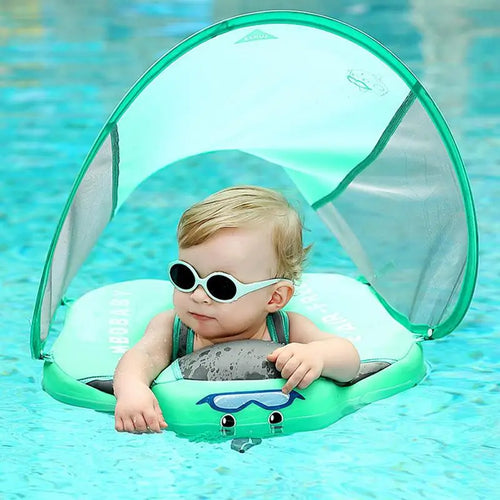 True Haven | Baby Swim Float with Sunshade Canopy – 360° Safety Buckle, UV Protection