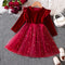 True Haven | Girls' Red Velvet Tulle Party Dress – Elegant Holiday & Party Wear, Sizes 2-8 Years