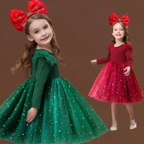 True Haven | Girls' Red Velvet Tulle Party Dress – Elegant Holiday & Party Wear, Sizes 2-8 Years