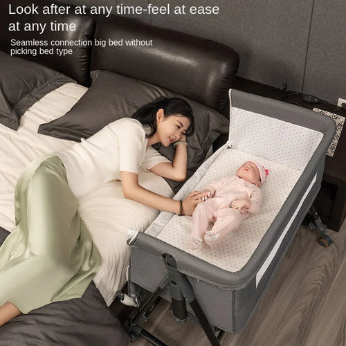 True Haven | 3-in-1 Adjustable Baby Crib & Rocking Bassinet – 5-Level Height Adjustment, Includes Mosquito Net