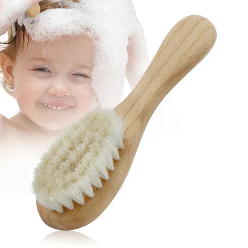 True Haven | Goat Wool Baby Hair Brush – Gentle on Newborn Scalp, Beechwood Handle