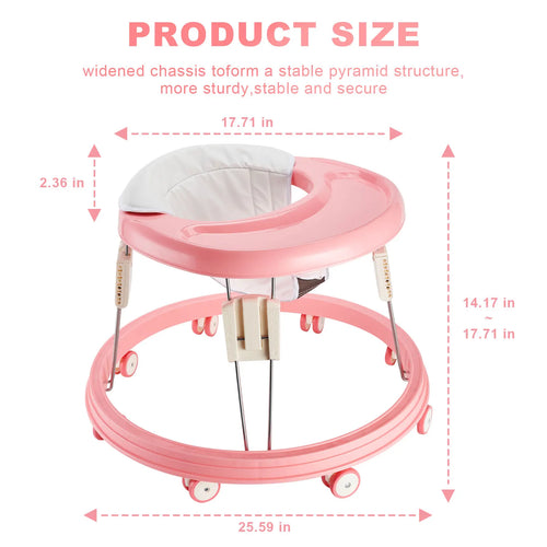 True Haven | Foldable Baby Walker with Tray – 5-Level Height Adjustable, Travel-Friendly