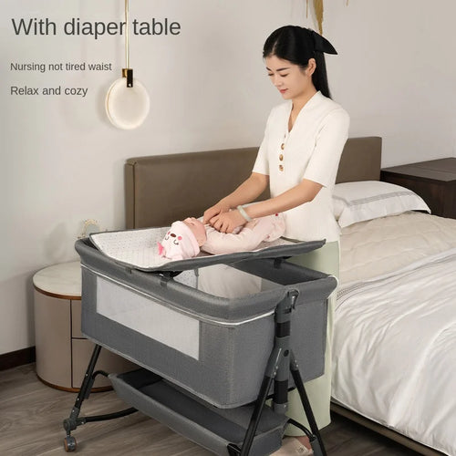 True Haven | 3-in-1 Adjustable Baby Crib & Rocking Bassinet – 5-Level Height Adjustment, Includes Mosquito Net