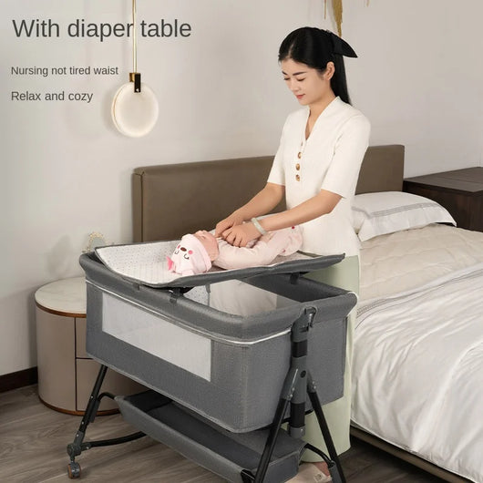 True Haven | 3-in-1 Adjustable Baby Crib & Rocking Bassinet – 5-Level Height Adjustment, Includes Mosquito Net