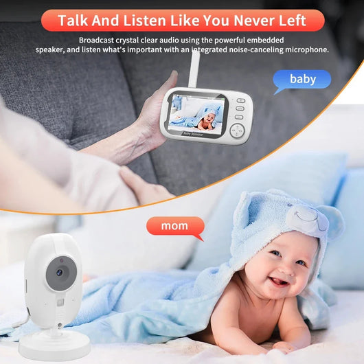 True Haven | HD Baby Monitor – 3.5” Night Vision Display, Two-Way Talk & Temperature Sensor