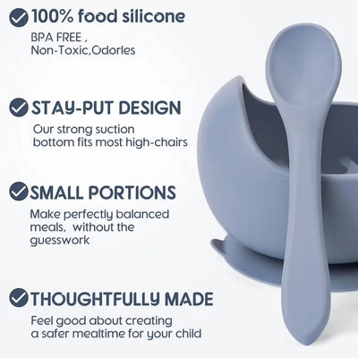 True Haven | Silicone Suction Bowls for Babies – Non-Slip Suction Base, Easy to Clean