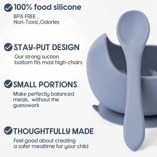 True Haven | Silicone Suction Bowls for Babies – Non-Slip Suction Base, Easy to Clean