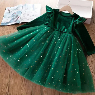 True Haven | Girls' Red Velvet Tulle Party Dress – Elegant Holiday & Party Wear, Sizes 2-8 Years