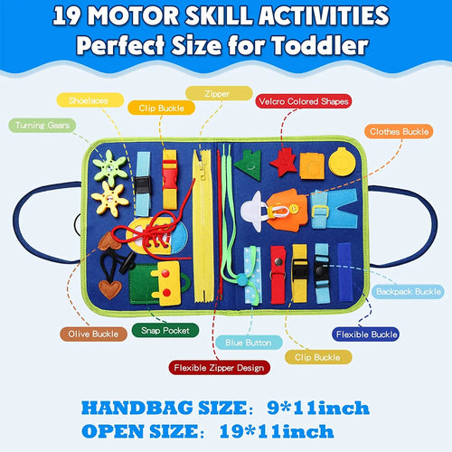 True Haven | Montessori Busy Board – Portable & Travel-Ready, Encourages Fine Motor Skills