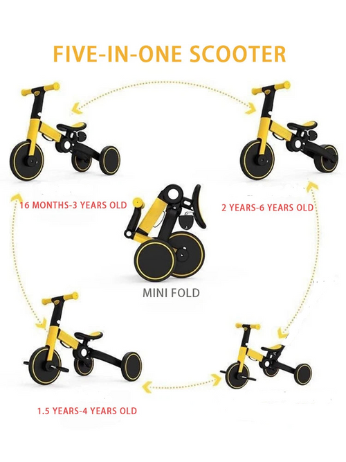 True Haven | 5-in-1 Kids Tricycle & Balance Bike – Grows With Your Child, No Assembly Required