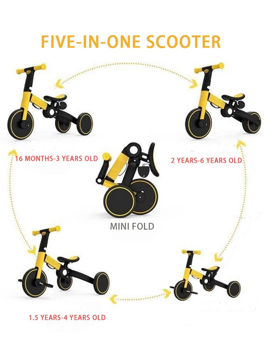 True Haven | 5-in-1 Kids Tricycle & Balance Bike – Grows With Your Child, No Assembly Required