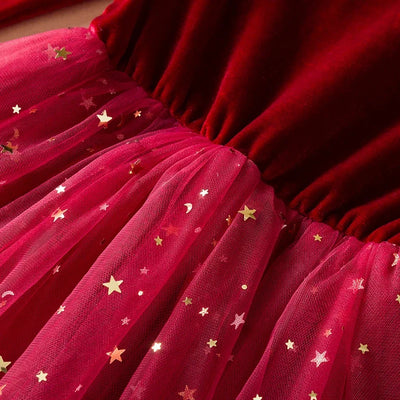 True Haven | Girls' Red Velvet Tulle Party Dress – Elegant Holiday & Party Wear, Sizes 2-8 Years