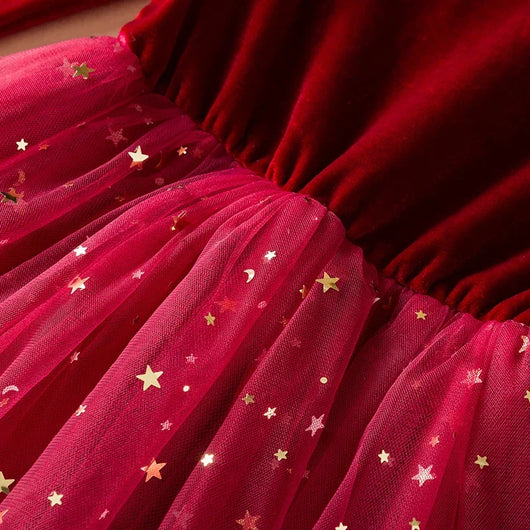 True Haven | Girls' Red Velvet Tulle Party Dress – Elegant Holiday & Party Wear, Sizes 2-8 Years
