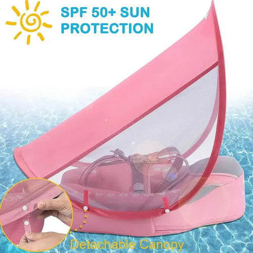 True Haven | Baby Swim Float with Sunshade Canopy – 360° Safety Buckle, UV Protection