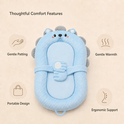 True Haven | Incline Baby Lounger – Memory Foam Head Support with Patting Function, Antibacterial Fabric