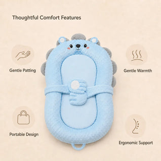 True Haven | Incline Baby Lounger – Memory Foam Head Support with Patting Function, Antibacterial Fabric