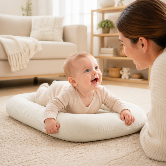 True Haven | Plush Infant Lounger Nest – Padded Newborn Tummy Time Nest, 4 Colors