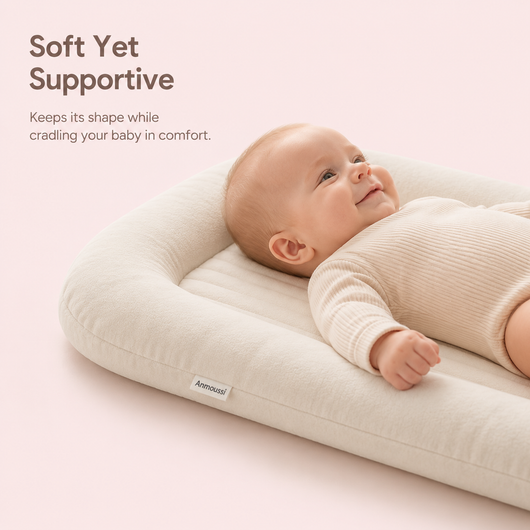 True Haven | Plush Infant Lounger Nest – Padded Newborn Tummy Time Nest, 4 Colors
