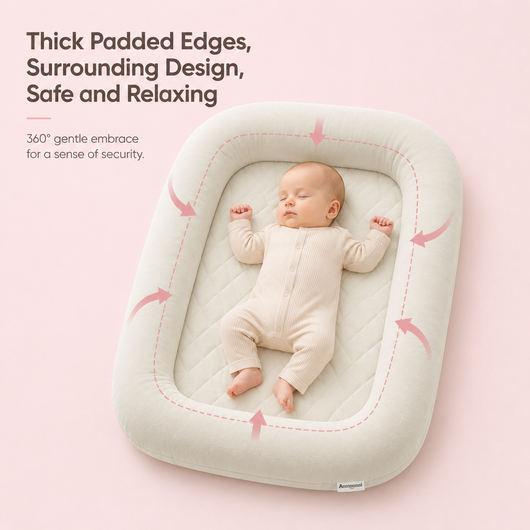 True Haven | Plush Infant Lounger Nest – Padded Newborn Tummy Time Nest, 4 Colors
