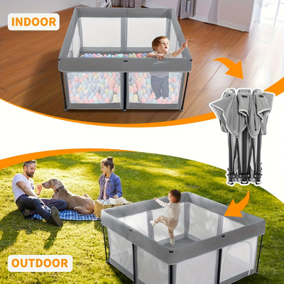 True Haven | Foldable Baby Playpen – Extra-Large Soft Mesh Design, Easy Access Door