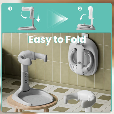 True Haven | Foldable Baby Bath Stand – Tool-Free Setup, 5 Adjustable Height Levels