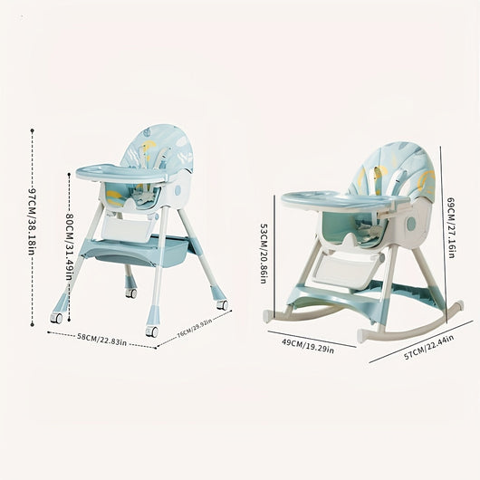 True Haven | Adjustable Baby High Chair – 5-Point Safety Harness, Grows from Baby to Toddler
