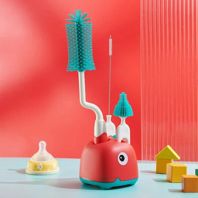 True Haven | 360° Baby Bottle Brush Set – Soft Silicone Bristles, Fits Bottles, Nipples & Accessories