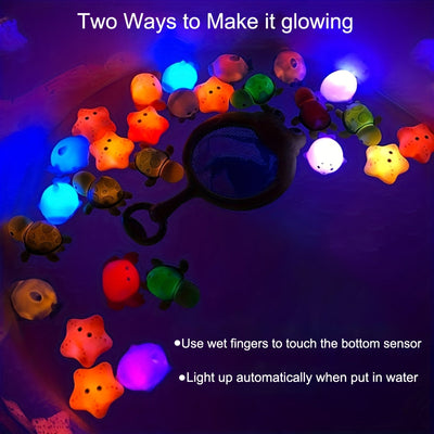 True Haven | Light-Up Floating Bath Toys – No-Hole Mold-Free Design, Sea Animal Set