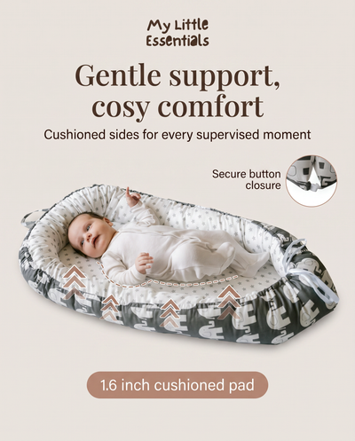 True Haven | Foldable Baby Lounger – Portable Newborn Nest with Cushioned Edges, 12 Designs